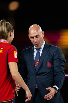Irene Guerrero of Spain and Luis Rubiales, President of the