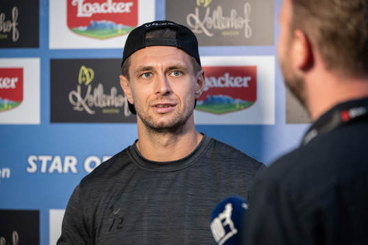 Daniel Zaar of Rögle speaks to media