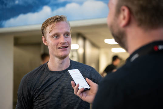 Anton Bengtsson of Rögle speaks to media