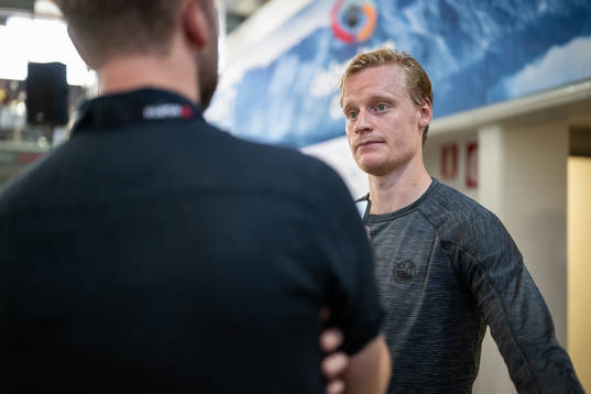 Anton Bengtsson of Rögle speaks to media