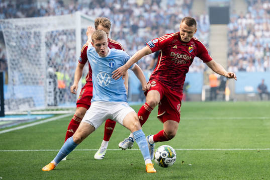 Malmö FFs Sebastian Jörgensenoch Djurgårdens Piotr