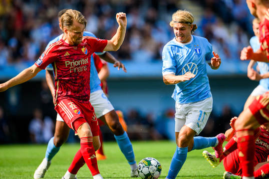 Malmö FFs Sebastian Nanasi och Djurgårdens Jacob Une