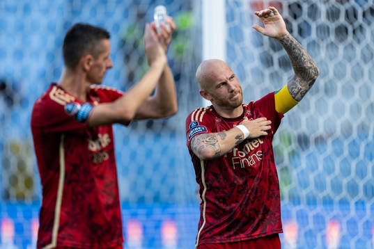 Djurgårdens Haris Radetinac och Magnus Eriksson