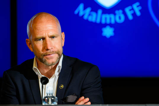 Malmö FFs tränare Henrik Rydström på presskonferensen