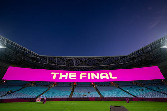 A screen with the word ”Final” is seen in Stadium