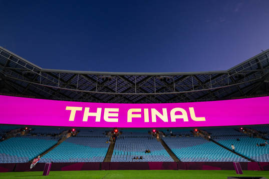 A screen with the word ”Final” is seen in Stadium