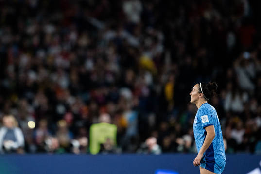 Lucy Bronze of England looks dejected