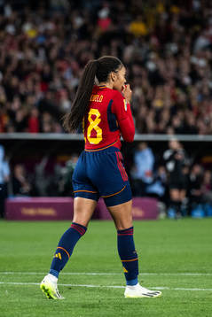 Salma Paralluelo of Spain looks dejected