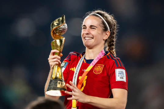 Teresa Abelleira of Spain celebrates with the trophy