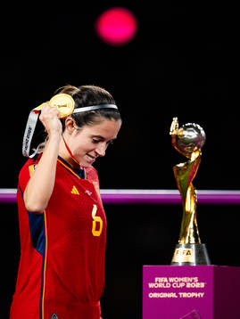 Aitana Bonmati of Spain celebrates as she walks past the