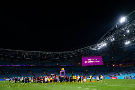 Players, staff of Spain with their families celebrate