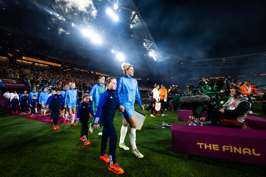 Alex Greenwood, goalkeeper Mary Earps and Millie Bright of