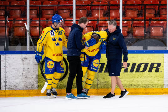Freddie Larsson of Sweden in pain