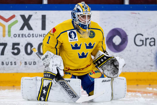 Goaltender Noah Erliden of Sweden