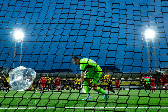 Goalkeeper Kelle Roos of Aberdeen looks dejected