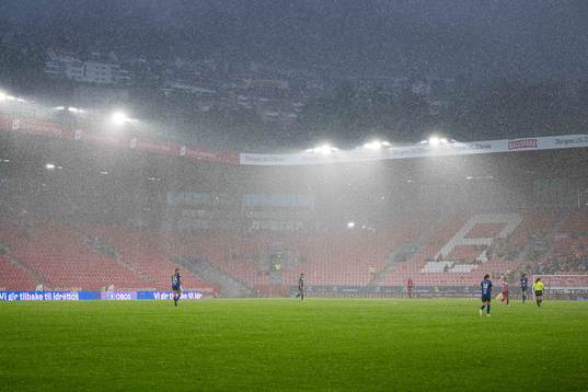 Heavy rain at Brann Stadion