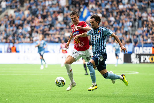 Degerfors Oscar Wallin och Djurgårdens Gustav Wikheim