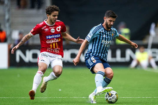 Degerfors Justin Salmon och Djurgårdens Besard Sabovic