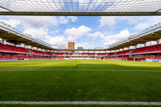 Interiör vy från Visma arena före fotbollsmatchen i