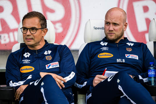 Christian Johnsen, head coach of Aalesund, and Marius Bøe,