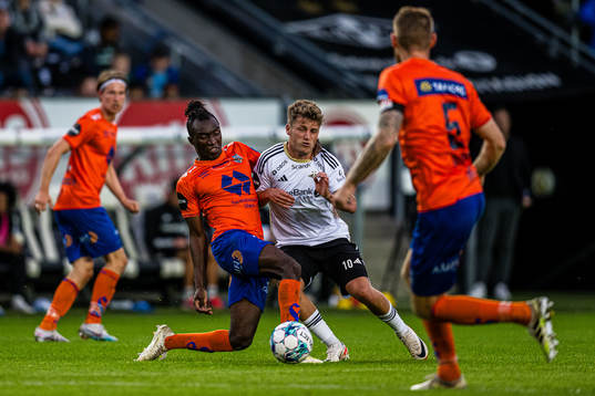 John Kitolano of Aalesund and Carl Johan Holse of Rosenborg