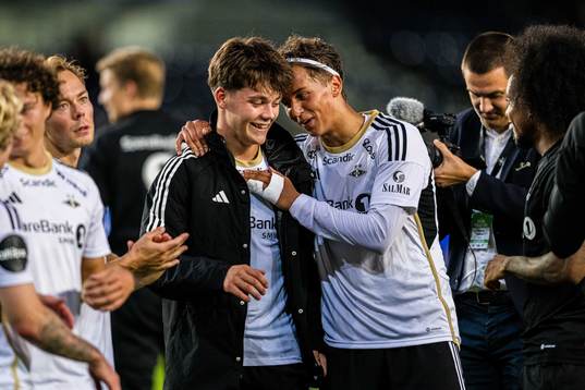 Sverre Halseth Nypan and Adrian Pereira of Rosenborg
