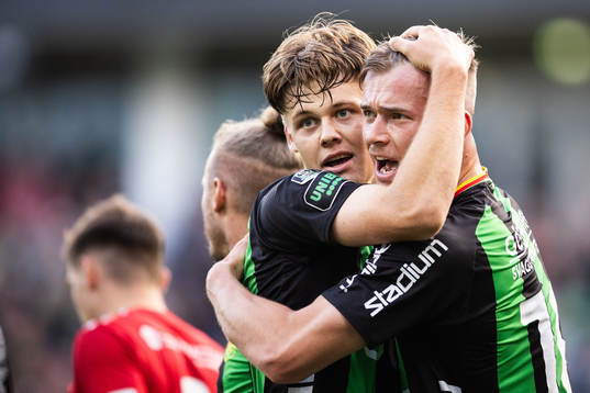 GAISs Axel Henriksson och Alexander Ahl Holmström jublar
