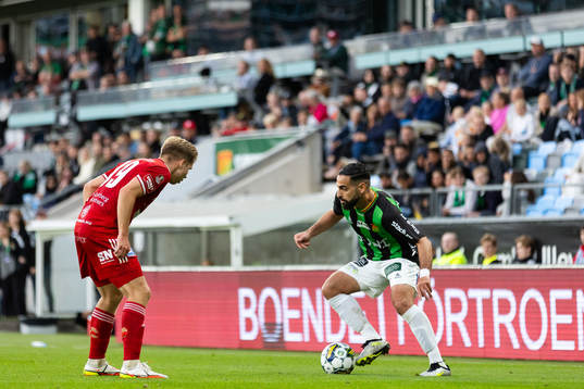 Skövde AIKs Samuel Sörman och GAIS Mervan Celik