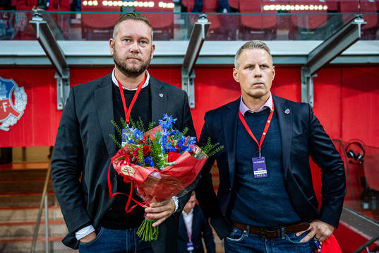 Helsingborgs klubbchef Joel Sandborg och ordförande