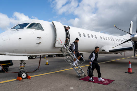 Tobias Sana and the rest of the Häcken team exit the