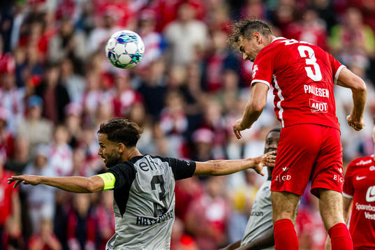 Fredrik Pallesen Knudsen of Brann scores the 1-2 goal