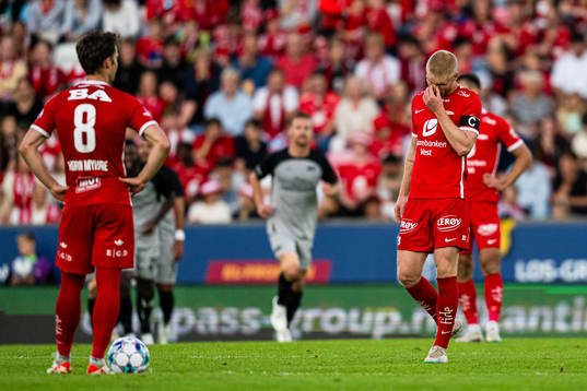 Sivert Heltne Nilsen of Brann looks dejected