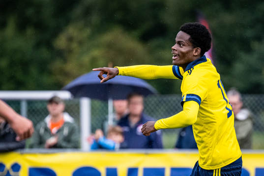 Sveriges Dennis Asprilla Ponce jublar