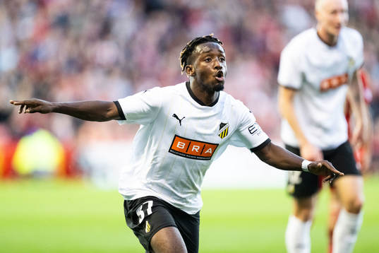 Ibrahim Sadiq of Häcken celebrates