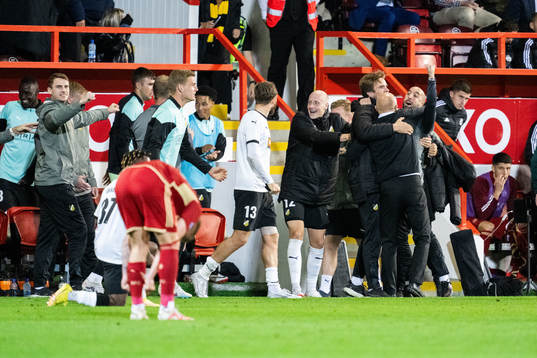 Players and staff of Häcken celebrate