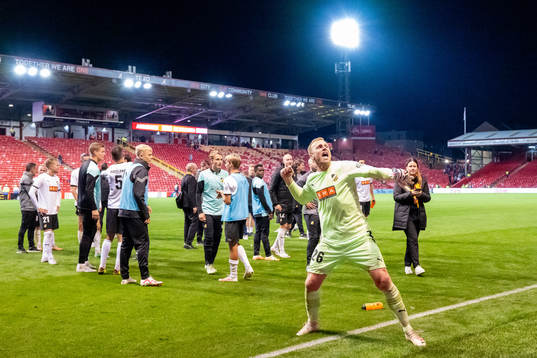 Goalkeeper Peter Abrahamsson of Häcken  celebrates
