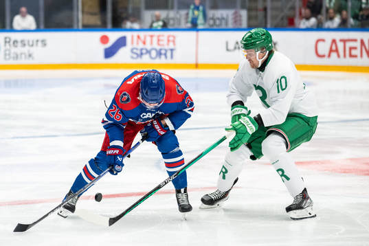 Oskarshamns Lukas Pilö och Rögles Rodrigo Abols