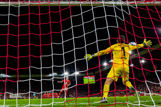 Frederik Børsting of Brann missing a chance to score