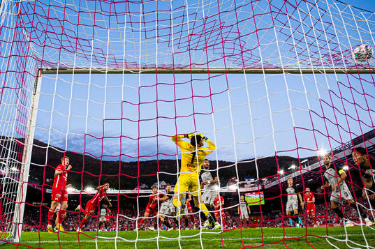 Japhet Sery Larsen of Brann scores the 3-3 goal