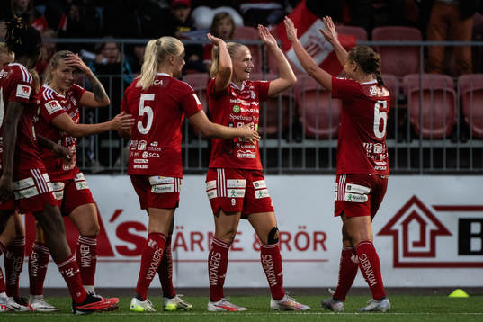 Piteås Tuva Skoog och Olivia Holm jublar
