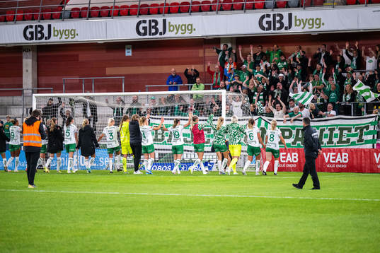 Hammarbys spelare jublar med fansen