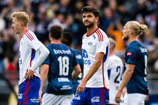 Fredrik Oldrup Jensen of Vålerenga looks dejected