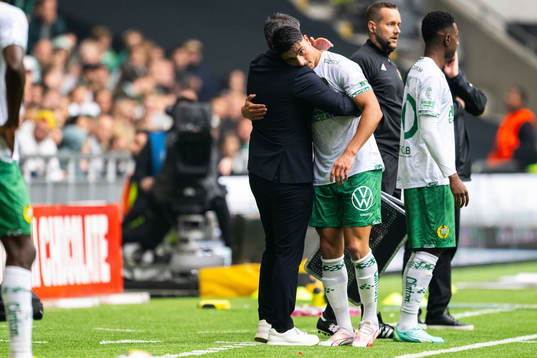 Hammarbys Jusef Erabi och tränare Marti Cifuentes