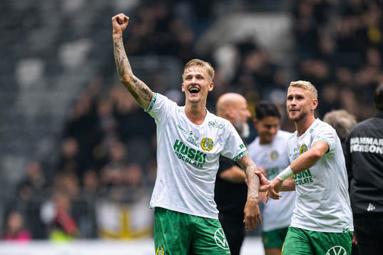 Hammarbys Fredrik Hammar och Simon Strand jublar