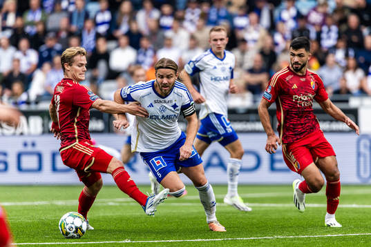 Djurgårdens Hampus Finndell och Musa Qurbanli mot IFK