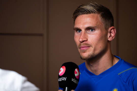 Carl Starfelt of the Swedish national football team at a