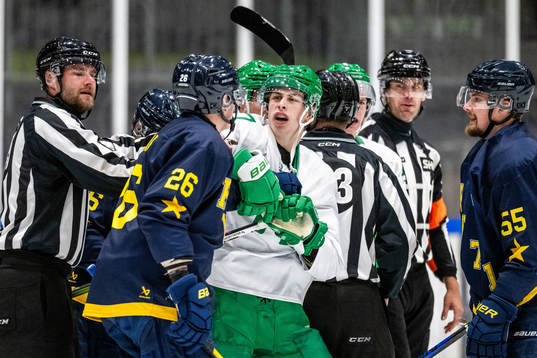 HV71s Tommi Tikka och Rögles Simon Zether