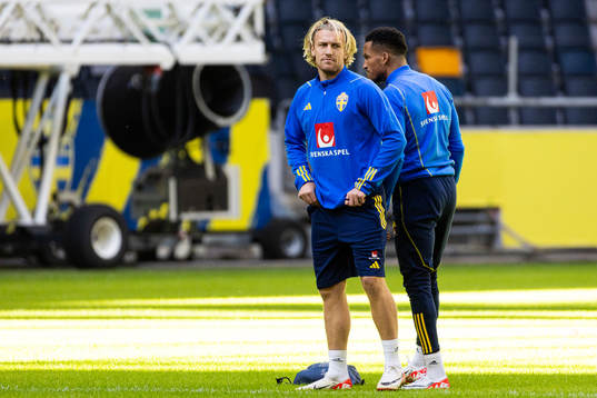 Emil Forsberg and Martin Olsson of Sweden