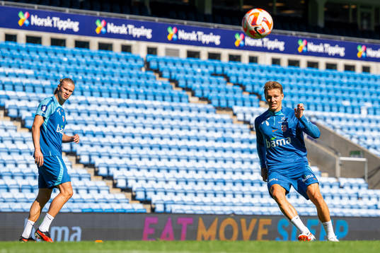 Erling Braut Haaland and Martin Ødegaard of the Norwegian