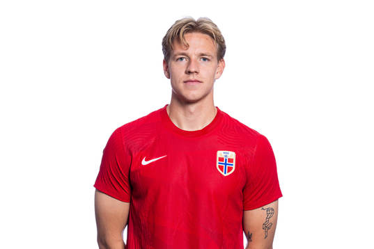 Jesper Daland of the Norwegian national football team poses
